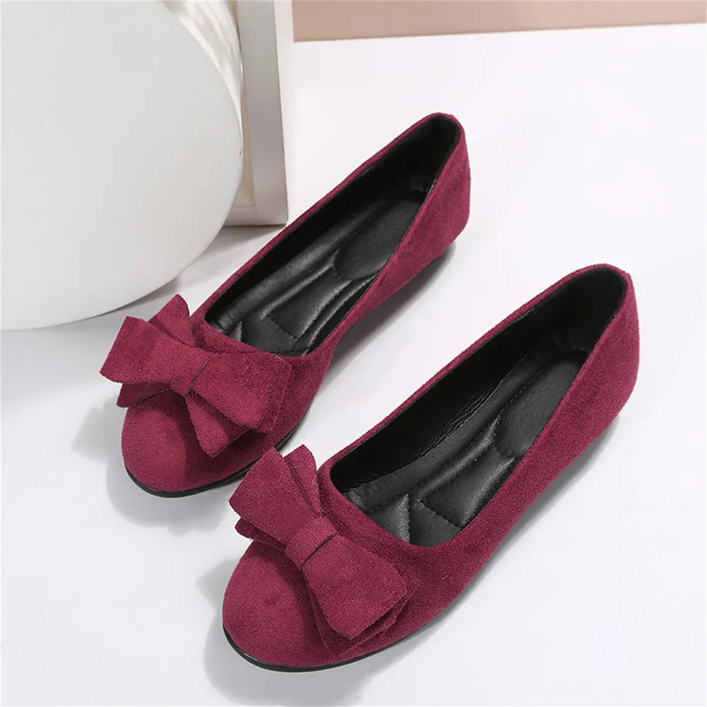 Bow Solid Color Round Toe Flat Slip-ons (8)