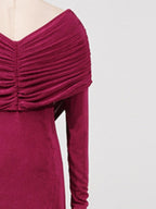 Ruched Draped Long Sleeve Maxi Dress (10)