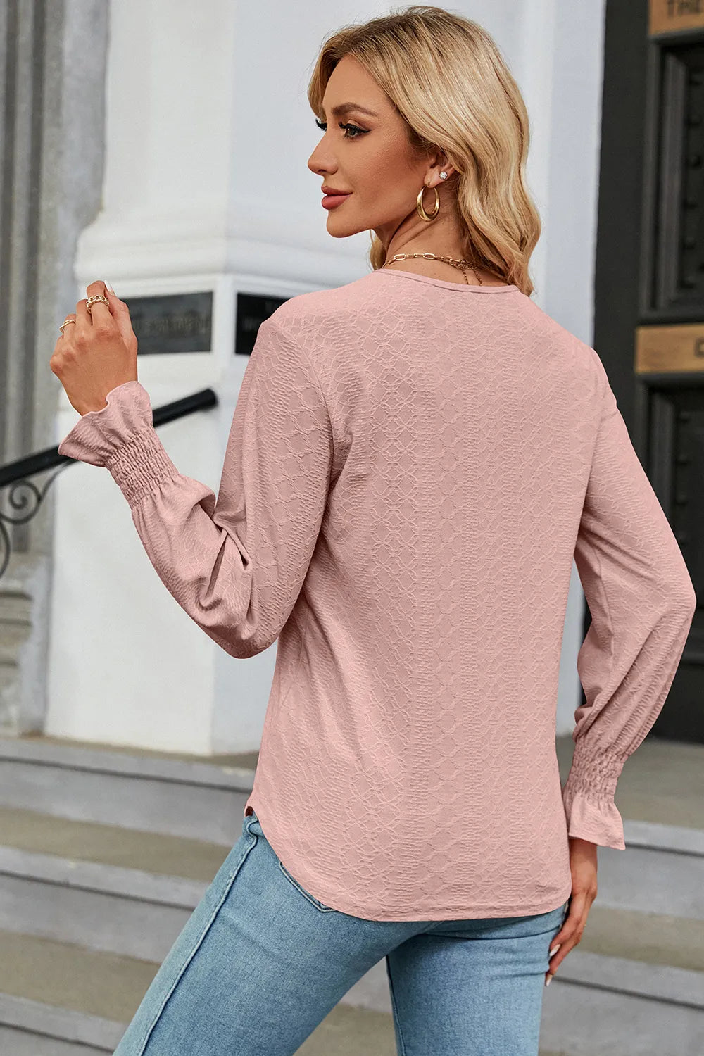 V-neck Flounce Sleeve T-shirt (18)