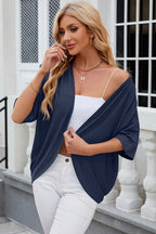Eyelet Open Front Half Sleeve Cardigan (10)