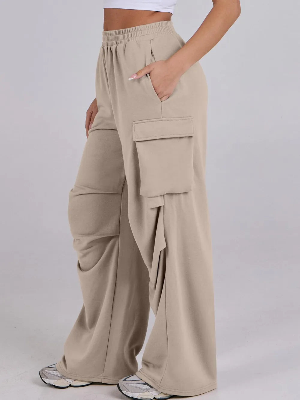 Elastic Waist Wide Leg Pants Pockets (17)