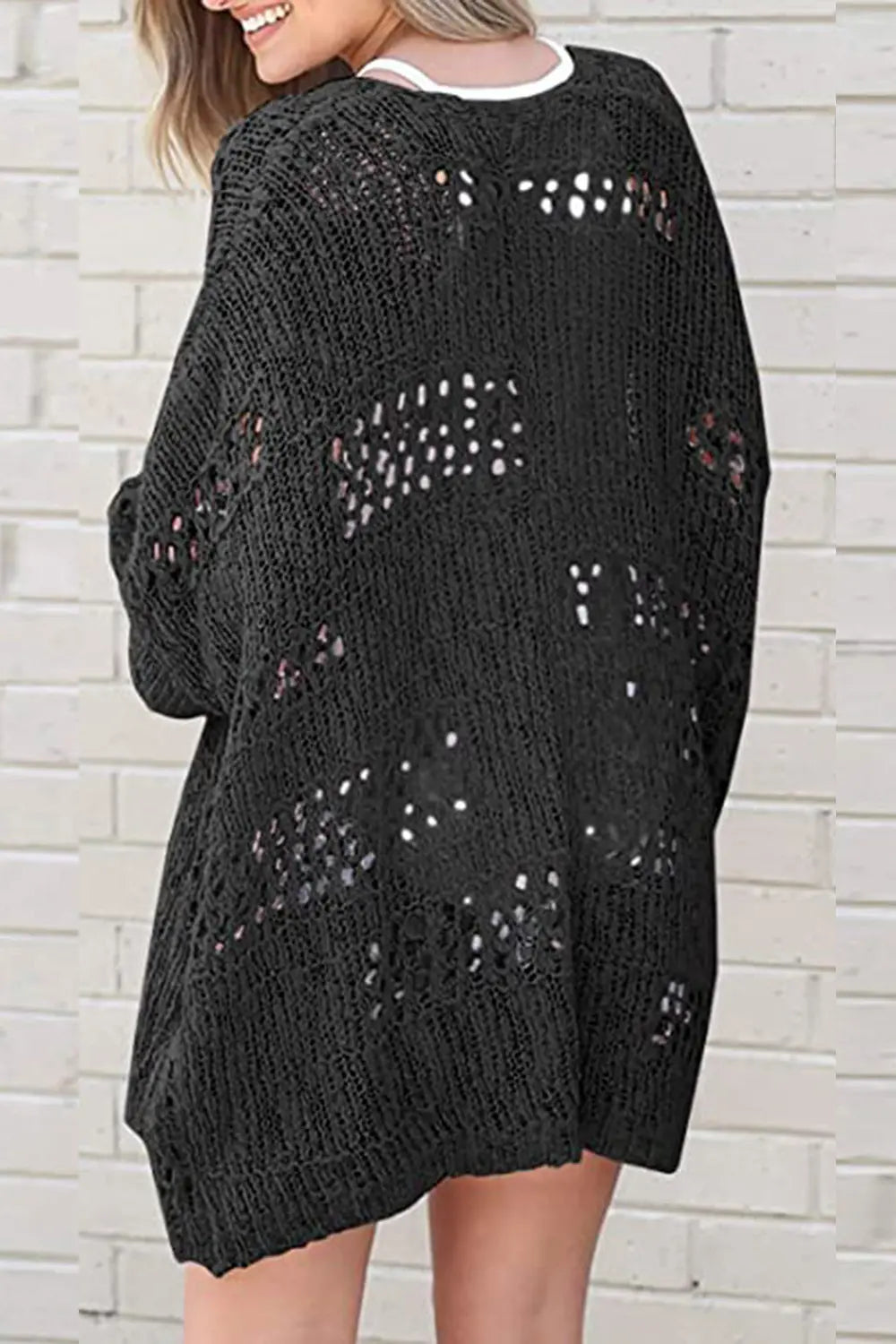 Openwork Open Front Long Sleeve Cardigan (21)