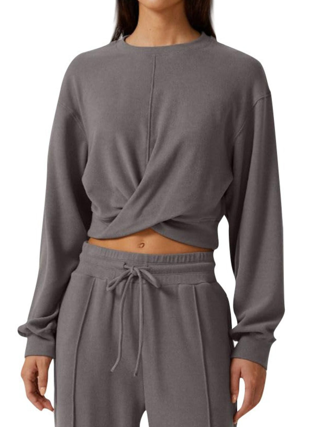 Twist-front Long Sleeve Top Pants Set (5)