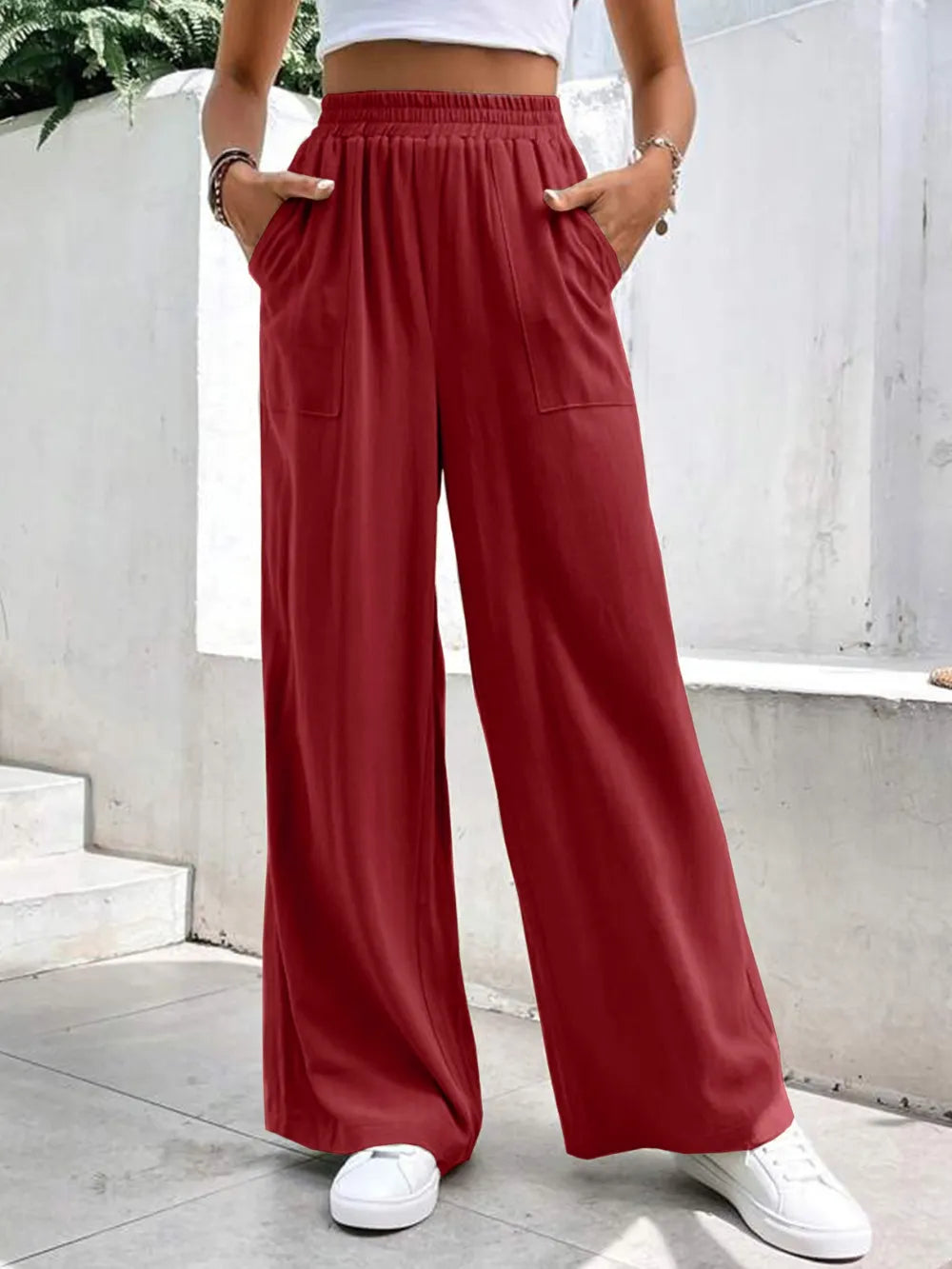High Waist Wide Leg Pants Pockets (9)