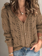 Openwork V-neck Cardigan (15)