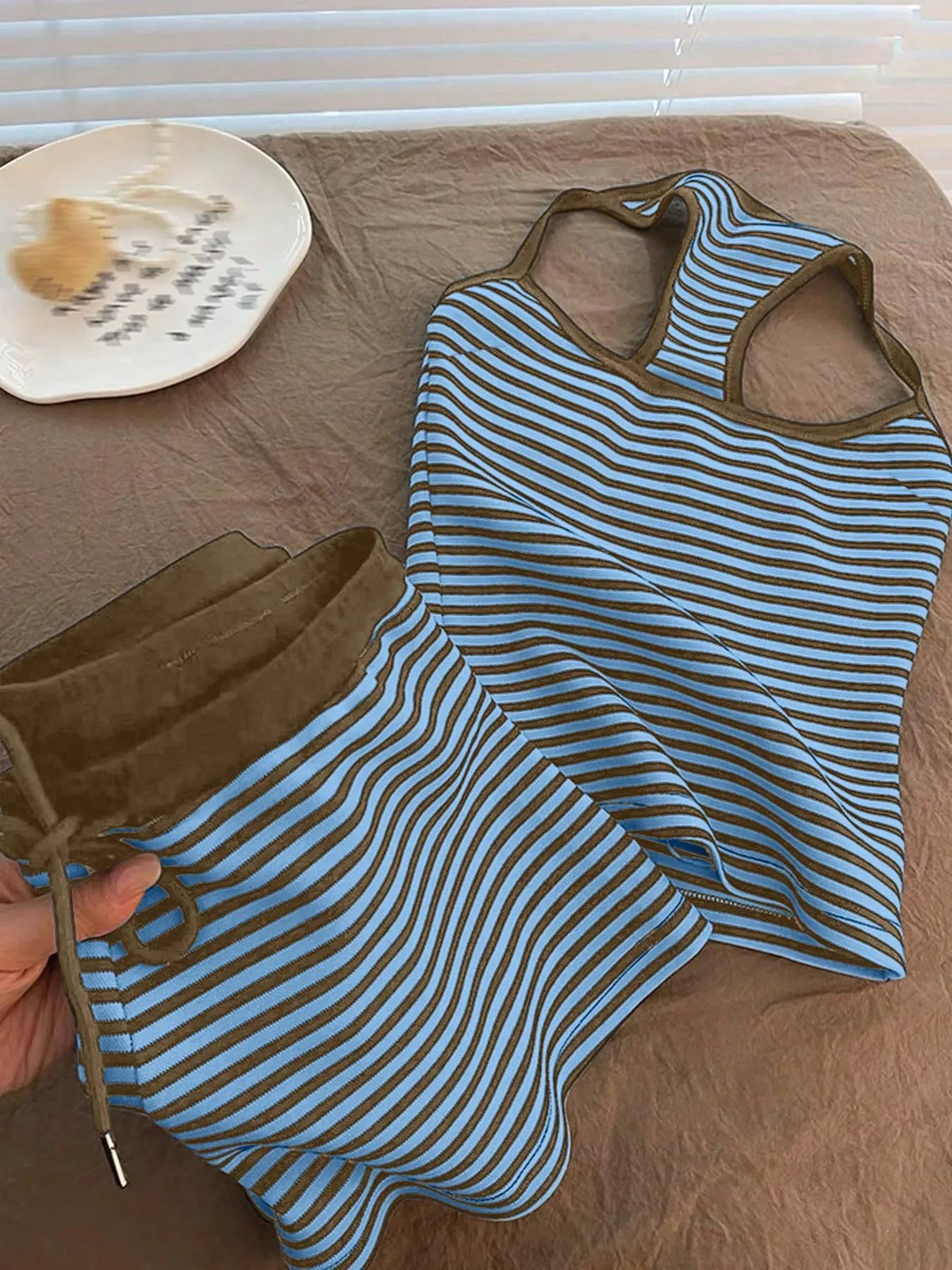 Striped Tank Top Shorts Set (10)