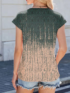 Printed Round Neck Cap Sleeve Top (22)