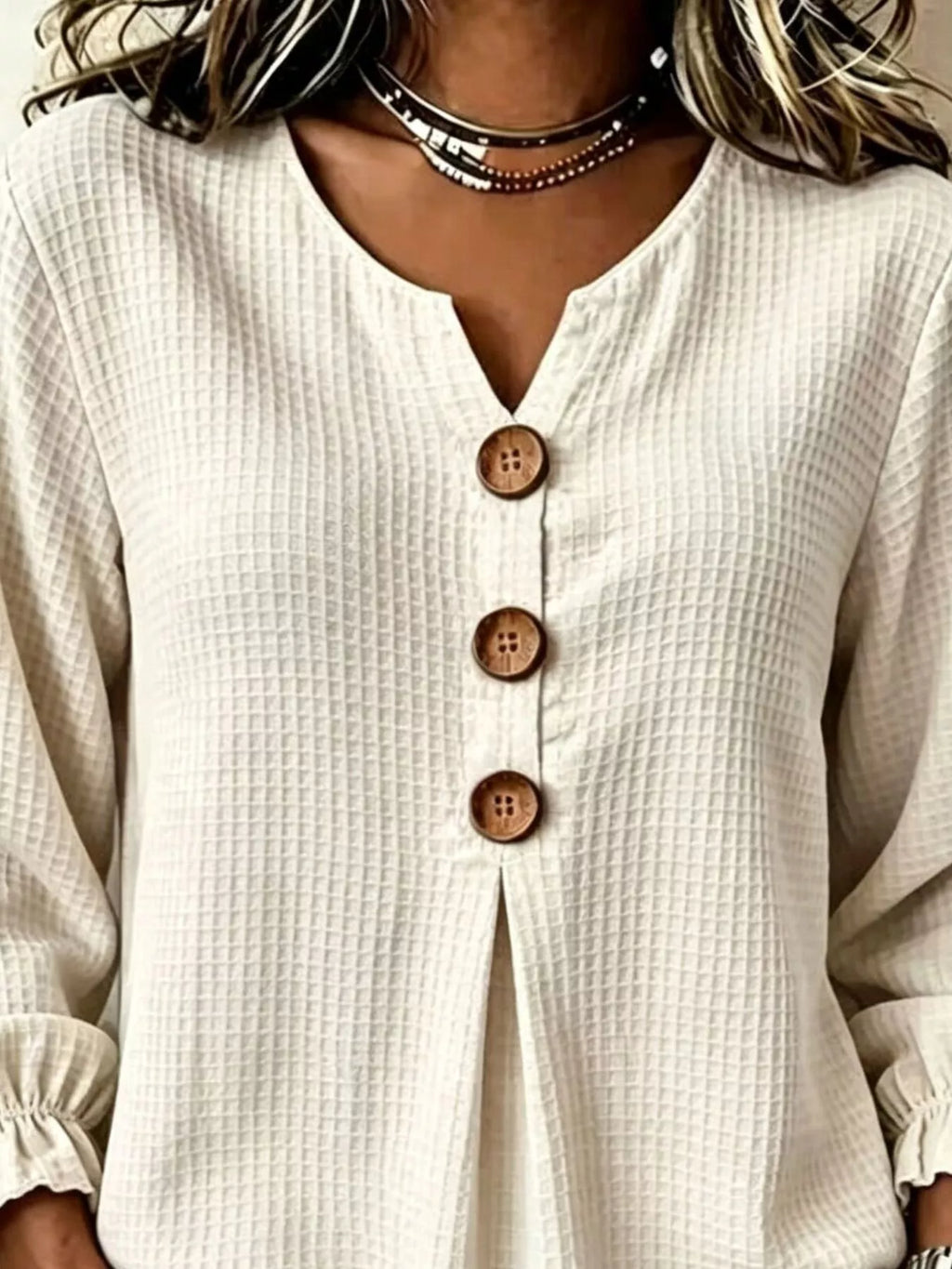Waffle Knit Long Sleeve Top (6)