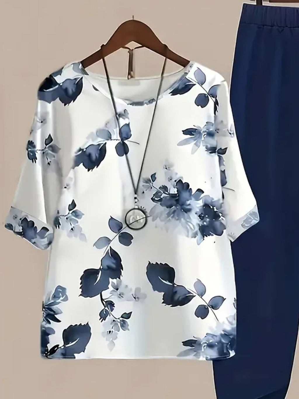 Printed Half Sleeve Top Pants Set (2)