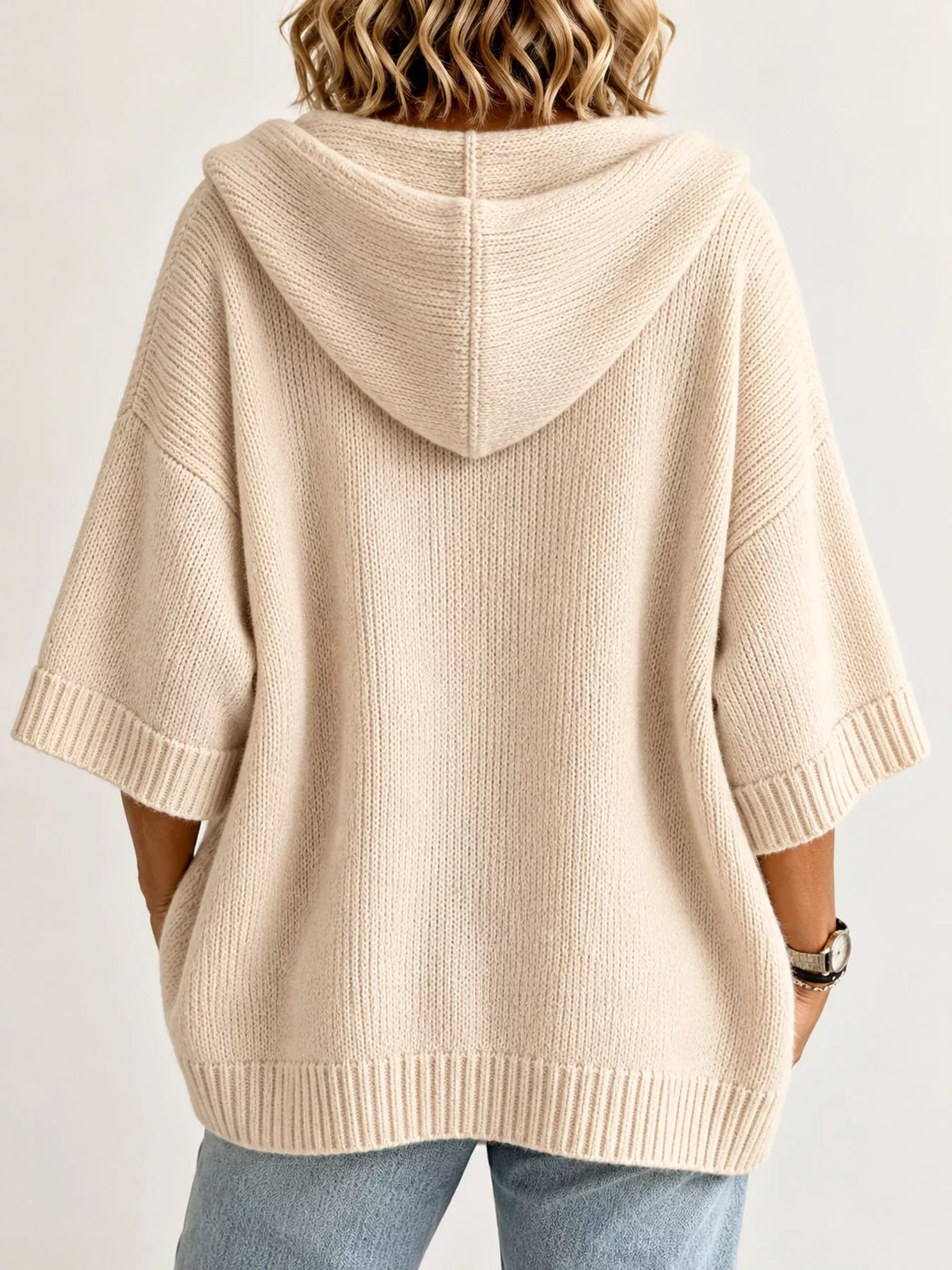 Full Size Hooded Open-front Knit Cardigan Plus (3)