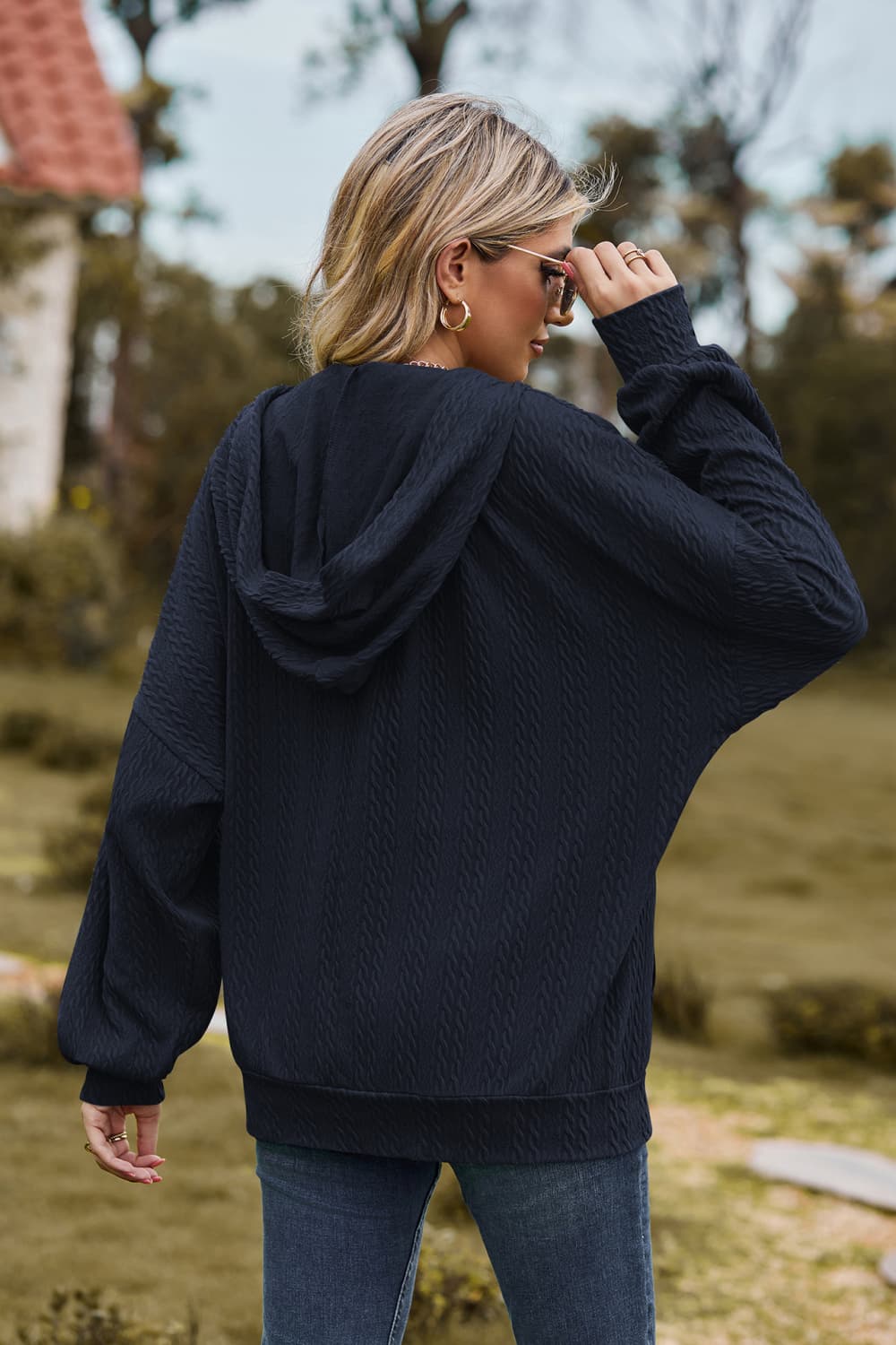 Cable-knit Long Sleeve Hooded Jacket (18)