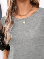 Lace Detail Round Neck Short Sleeve T-shirt (16)