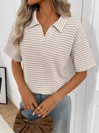 Striped Knit Short Sleeve Top (10)