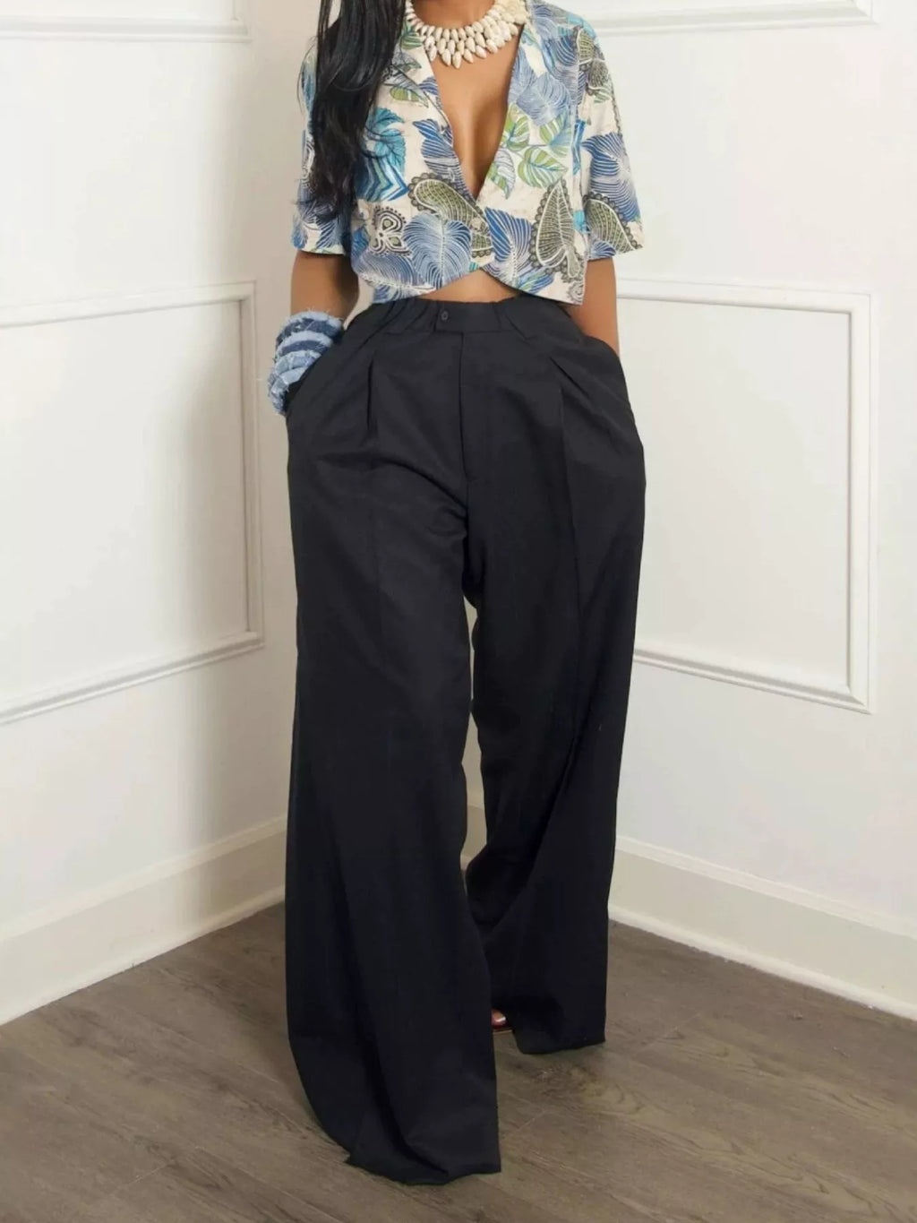 Wide Leg Pleated Pants (2)