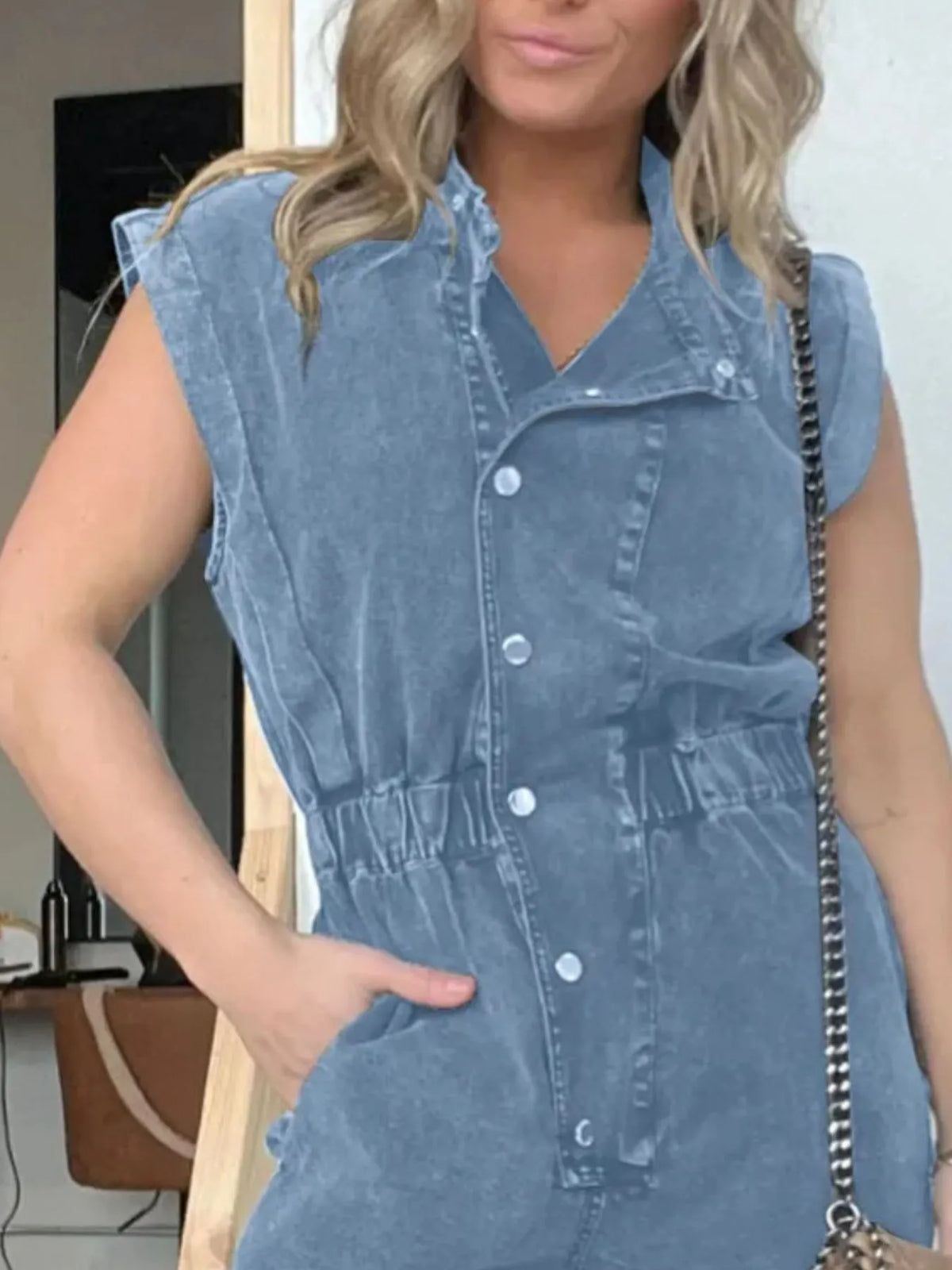 Full Size Button Front Cap Sleeve Denim Jumpsuit Plus (13)