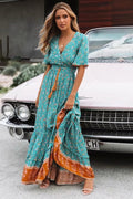 Bohemian V-neck Dress variant CJNSSYLY06092-Green-S|CJNSSYLY06092-Green-M|CJNSSYLY06092-Green-XL|CJNSSYLY06092-Green-L|CJNSSYLY06092-Green-2XL