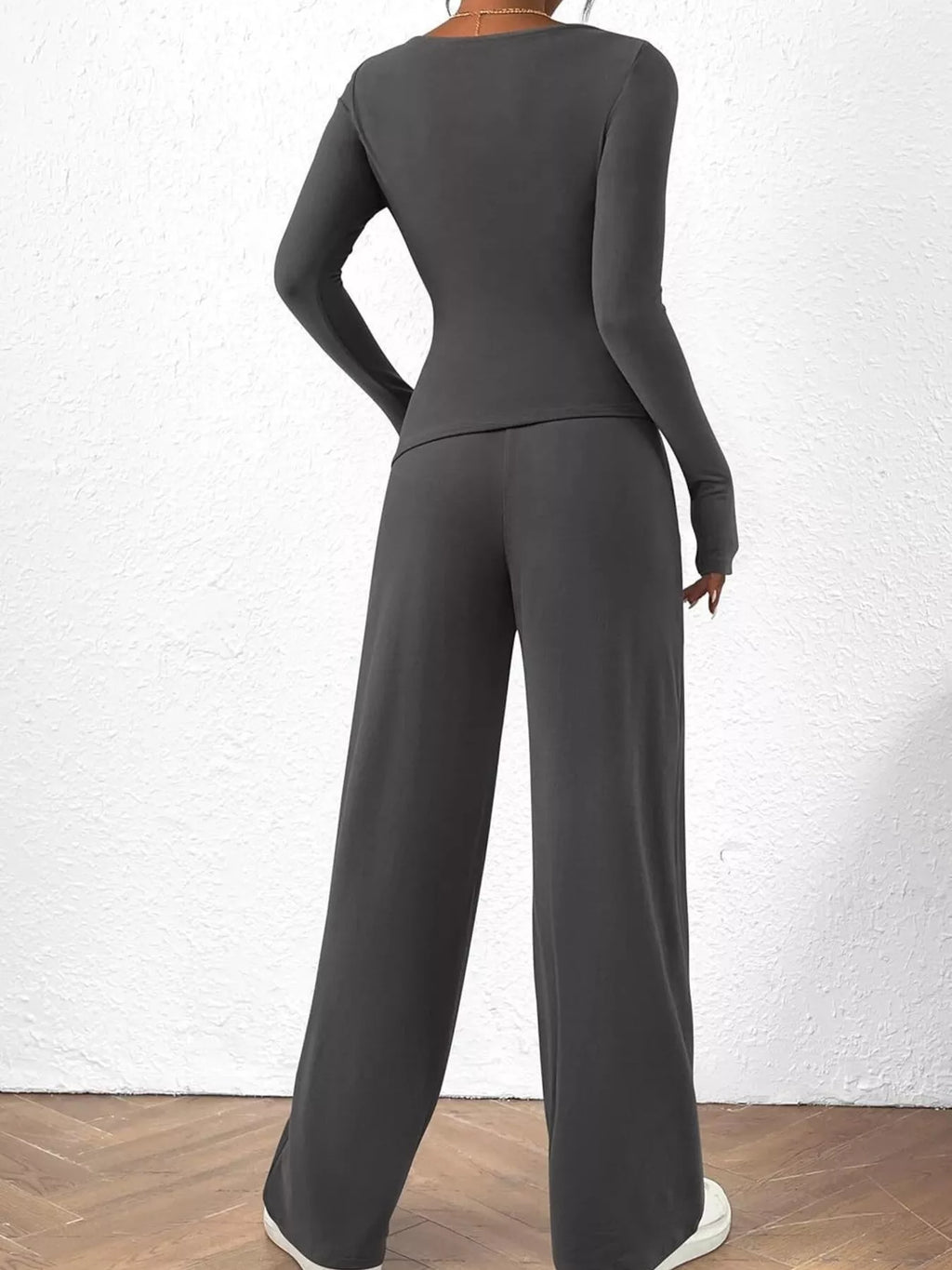 Long Sleeve Top Wide Leg Pants Set (20)