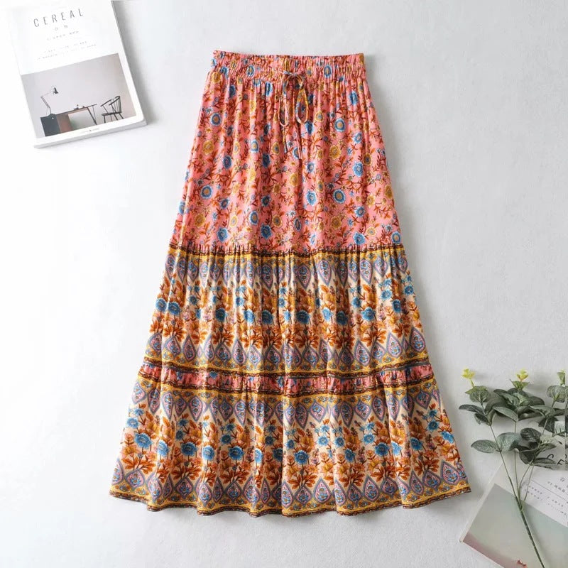 Printed Skirt Elastic High Waist Long variant CJQZ120591301AZ|CJQZ120591302BY|CJQZ120591303CX