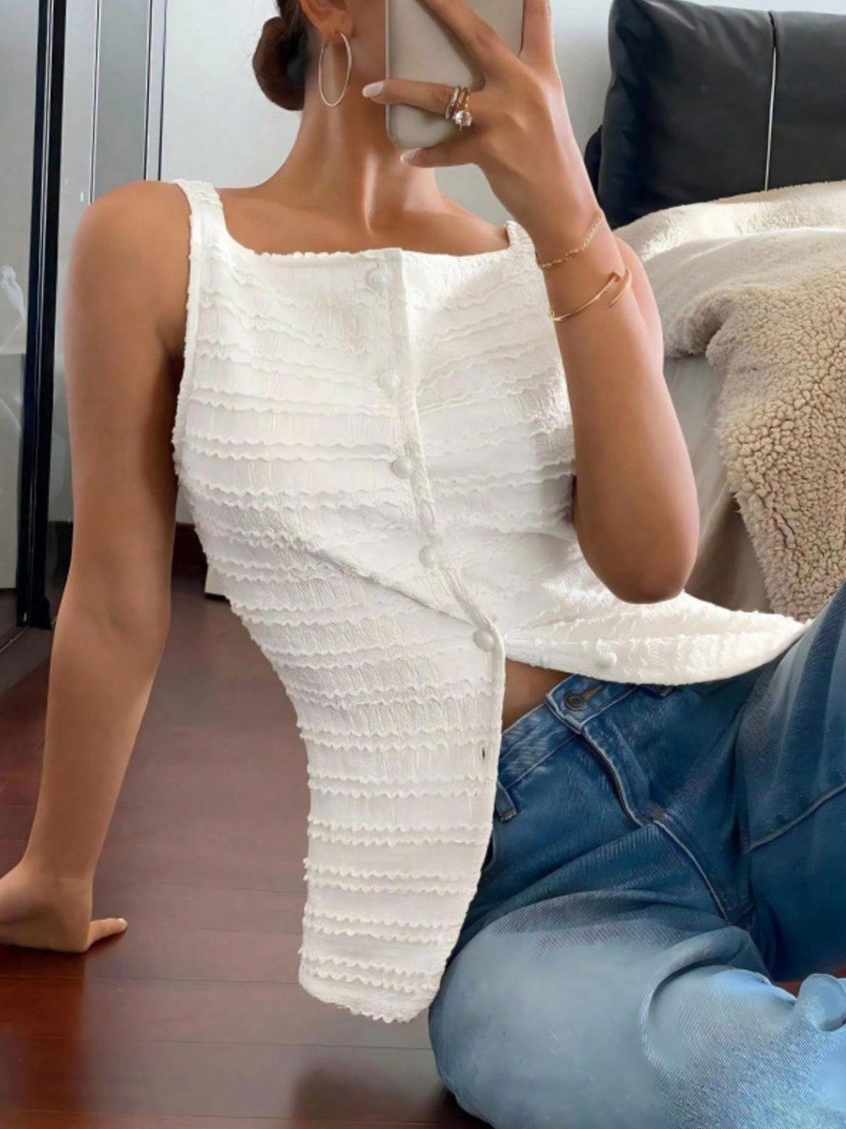 Textured Button-front Tank (9)