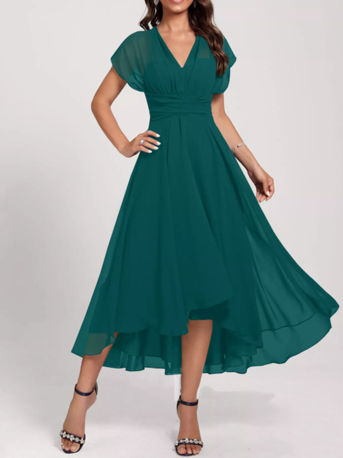 Ruched A-line Midi Dress (9)