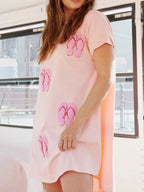Sequin Short Sleeve Summer Tee Dress (13)
