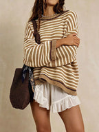 Oversized Striped Dropped Shoulder Sweater (9)