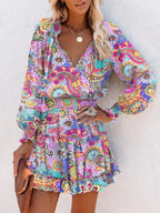 Tie Neck Lantern Sleeve Dress (8)