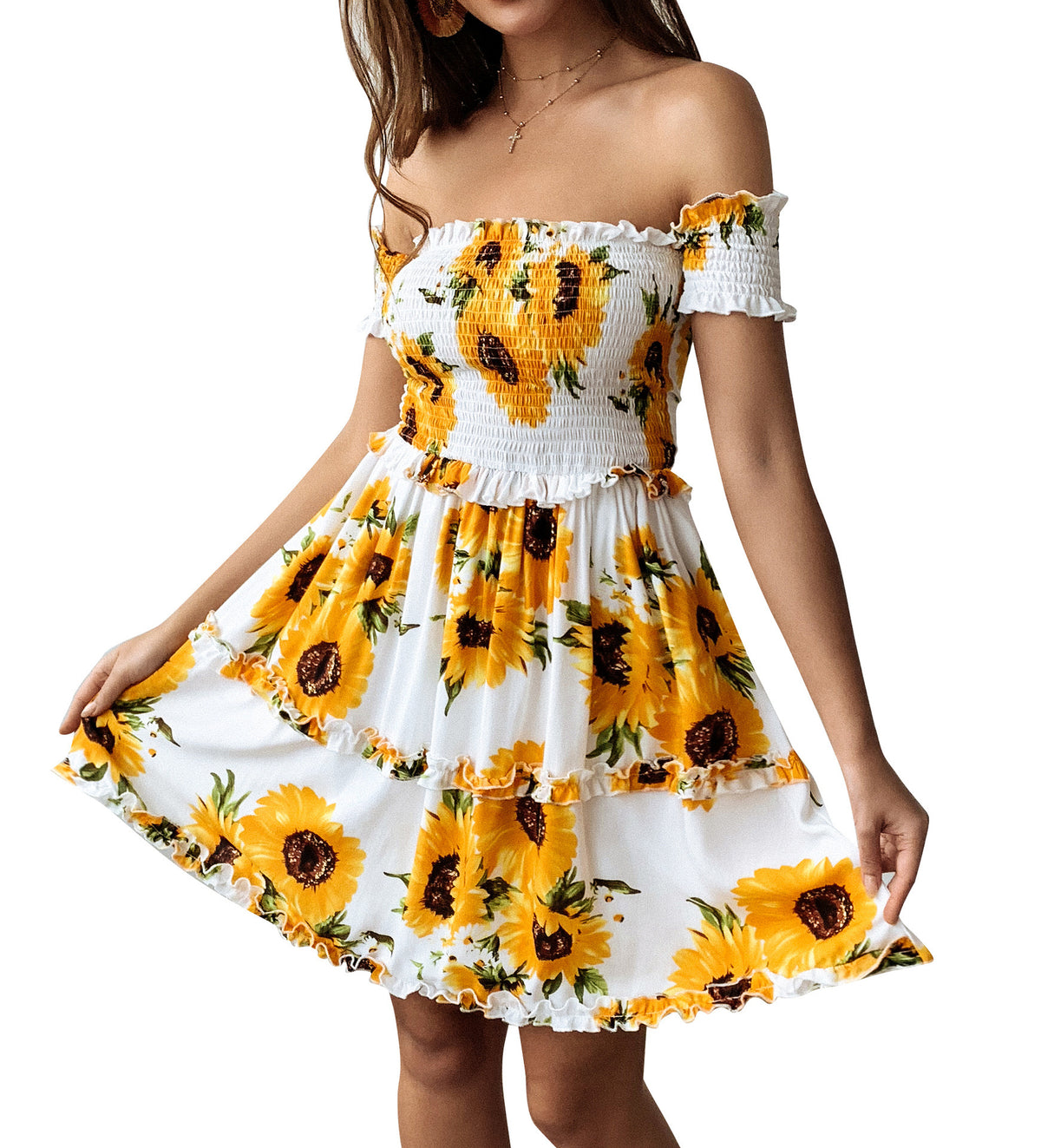 Ruffled Short Sleeve Halter Dress photo 3