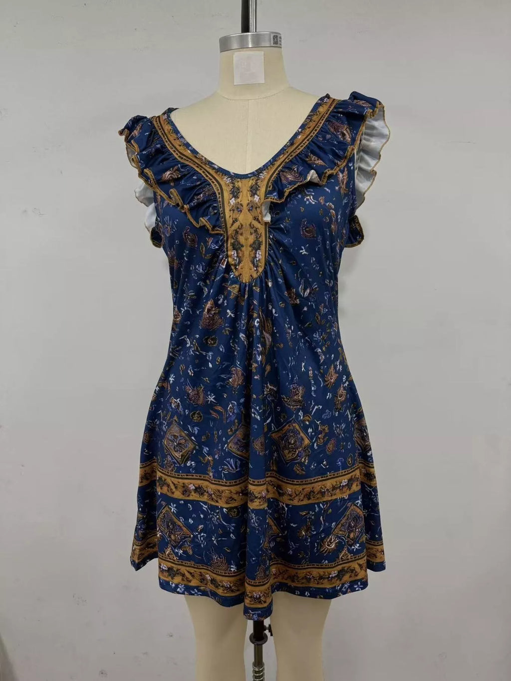Ruffled V-neck Mini Dress (5)