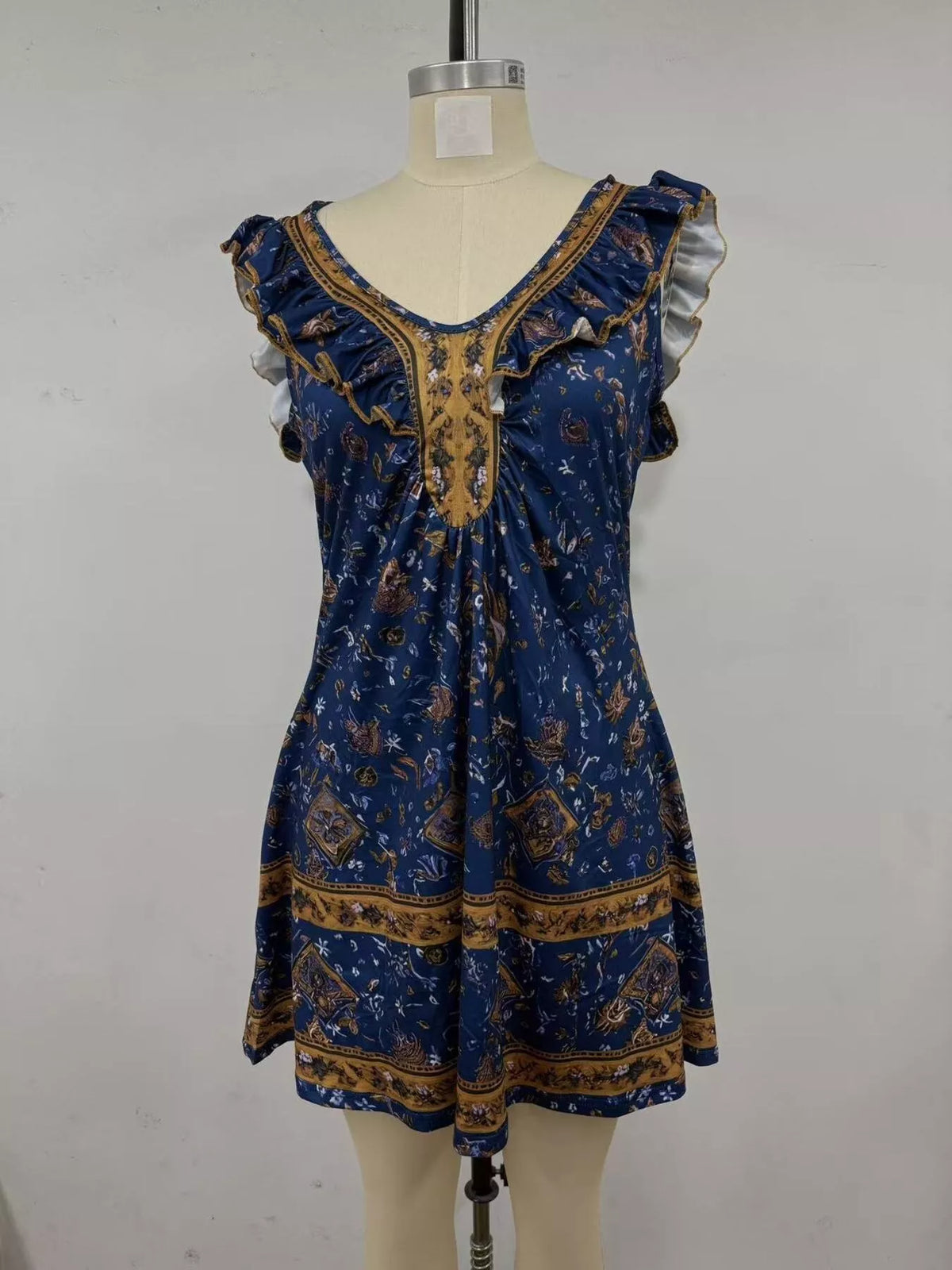Ruffled V-neck Mini Dress (5)