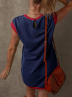 Round Neck Cap Sleeve Mini Dress (2)