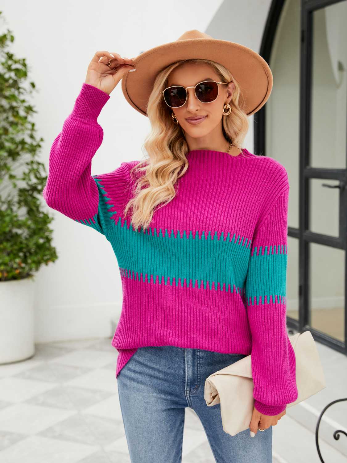 Contrast Round Neck Sweater (3)