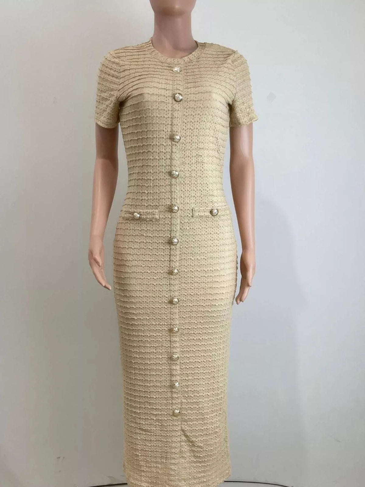 Textured Short Sleeve Midi Dress (9)