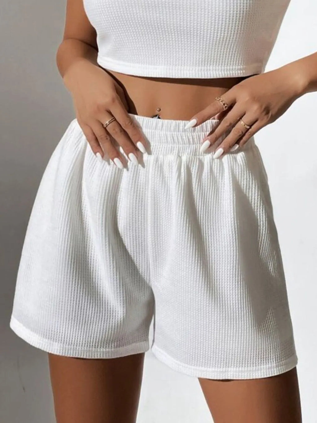 Full Size Wide Strap Tank Shorts Set Plus (14)