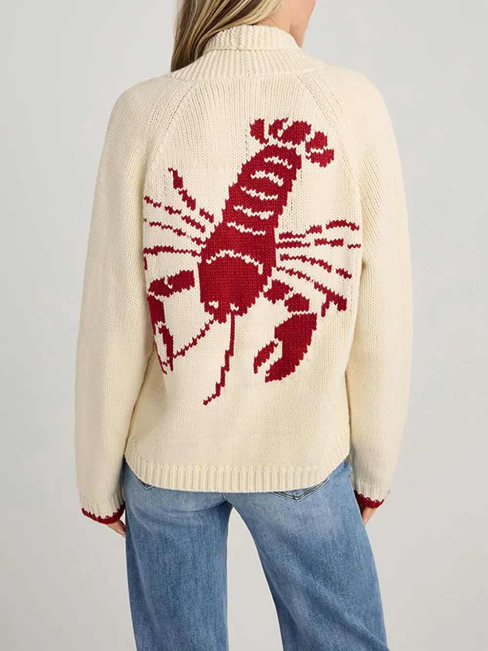 Lobster Button Up Long Sleeve Cardigan (2)