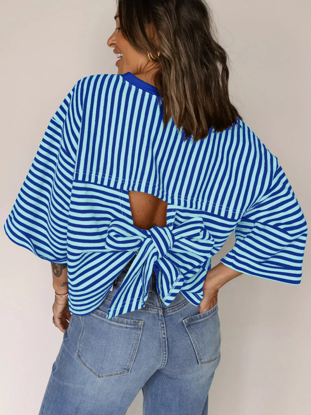 Striped Back Bow Tie T-shirt (27)