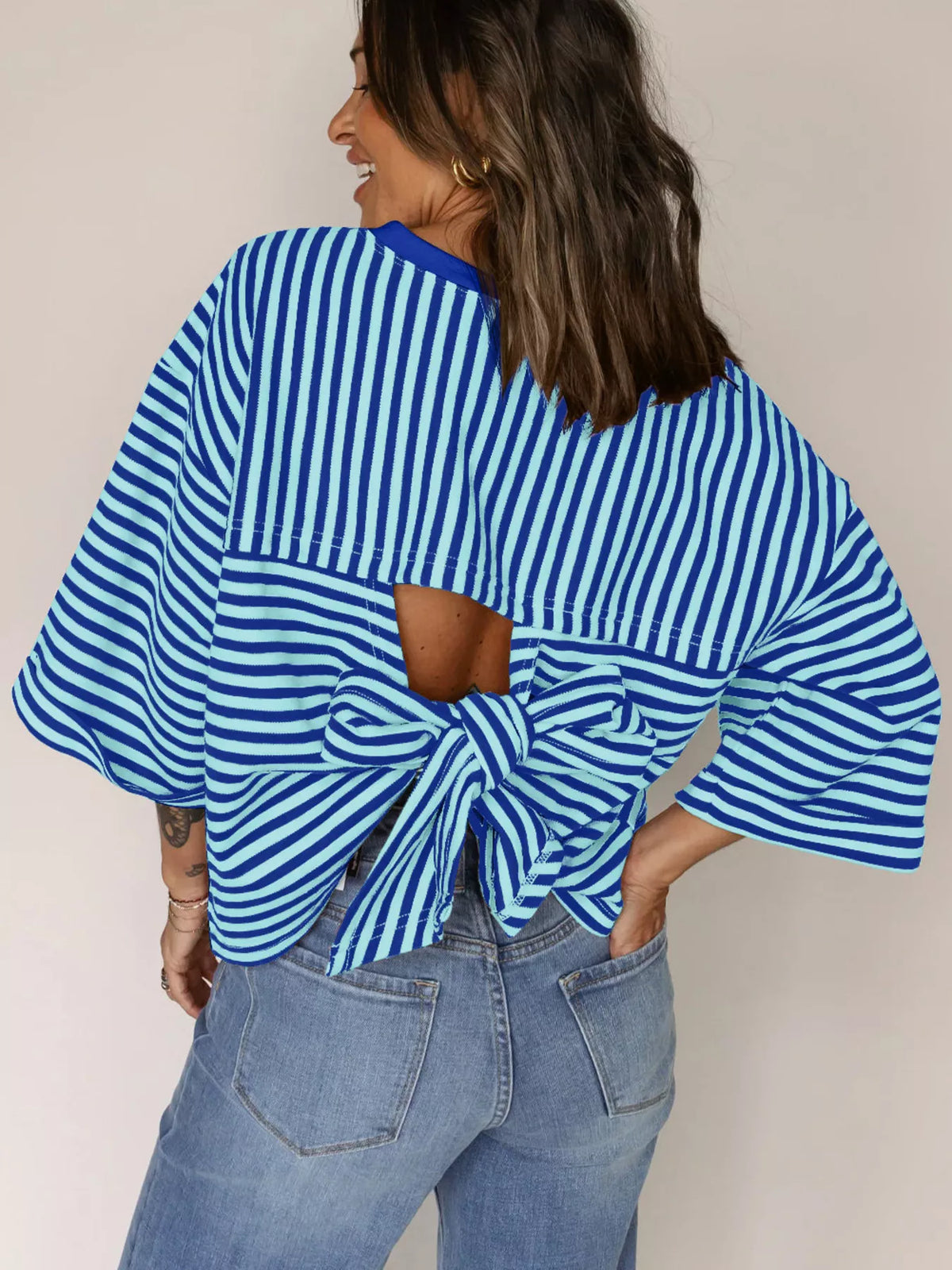 Striped Back Bow Tie T-shirt (27)