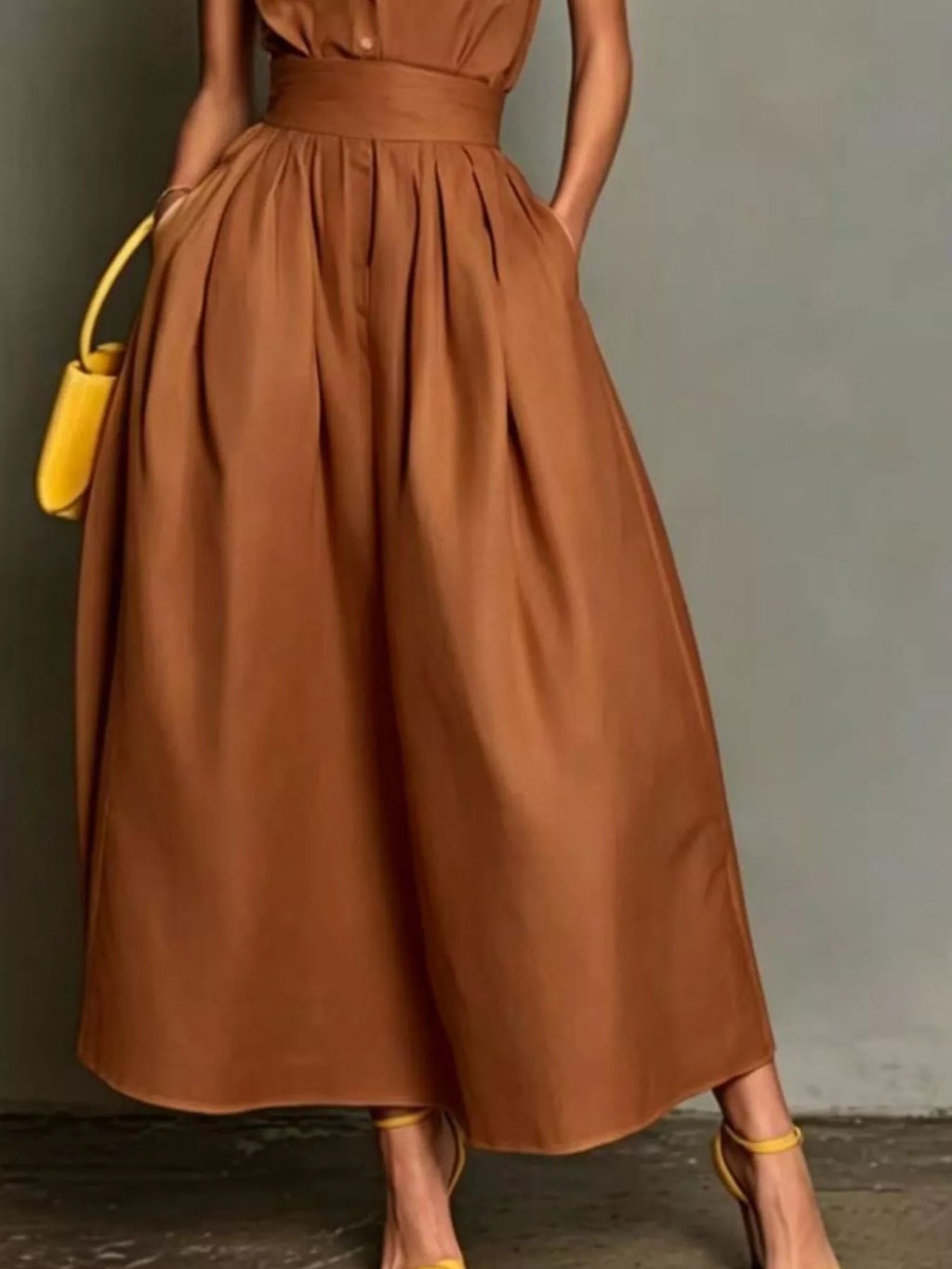 Sleeveless Collared A-line Midi Dress (9)