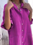 Full Size Casual Linen Button-down Shirt Dress Plus (20)