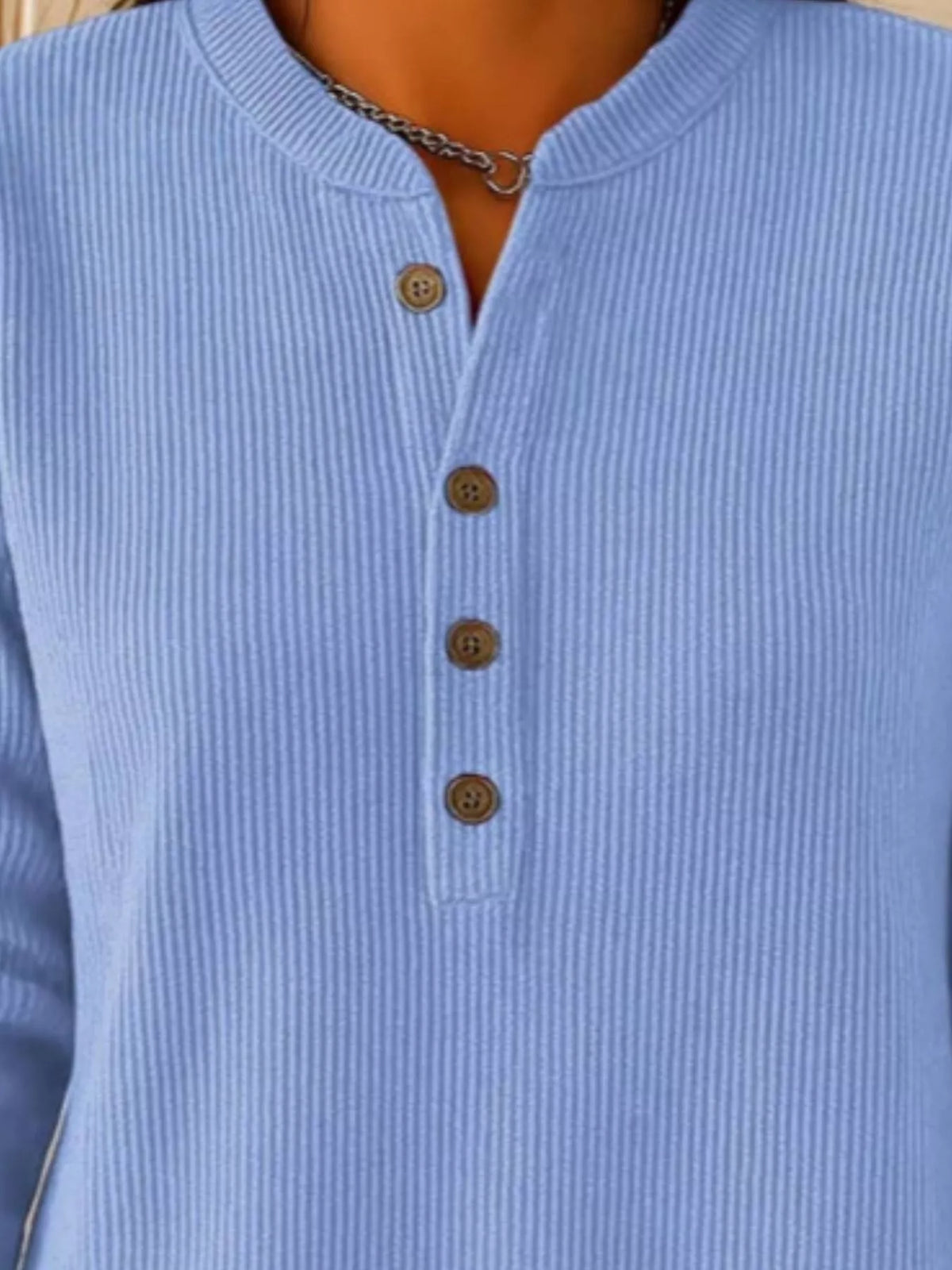Full Size Button Detail Corduroy Top Plus (8)