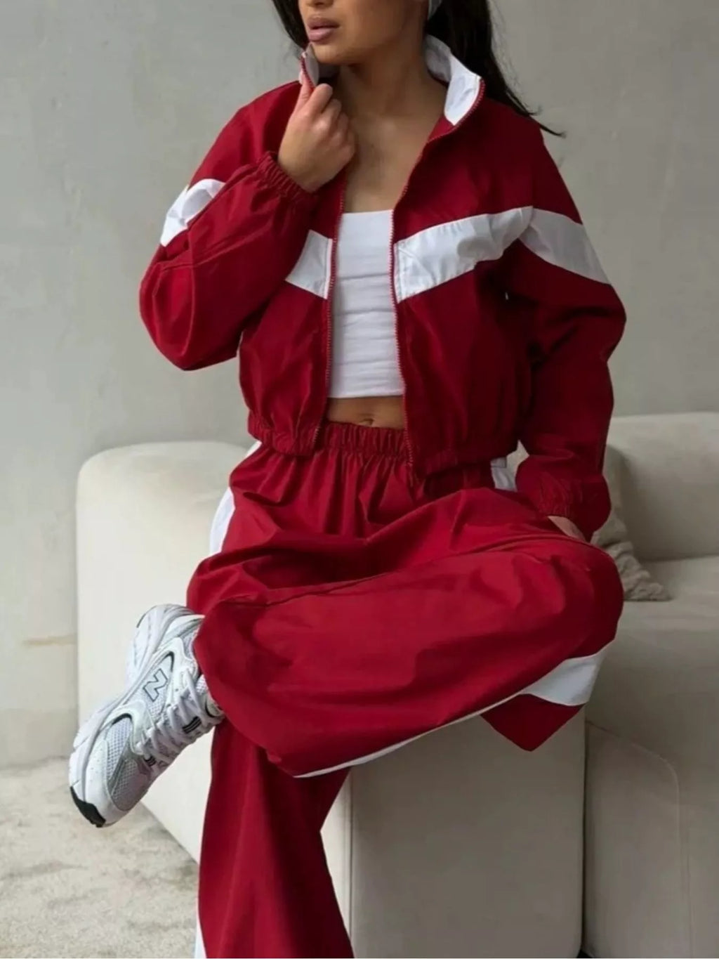 Block Zip Up Outerwear Pants Set (7)