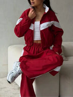 Block Zip Up Outerwear Pants Set (7)