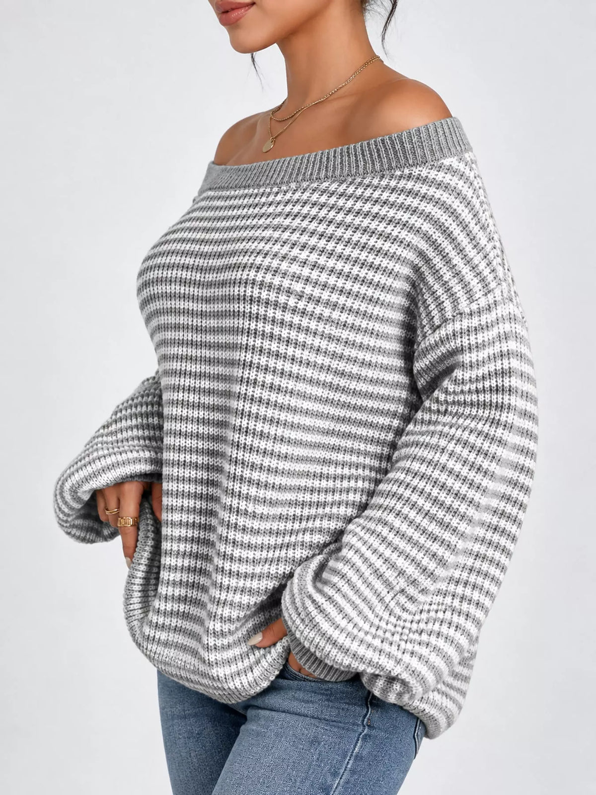 Striped Knit Boat Neck Sweater (26)