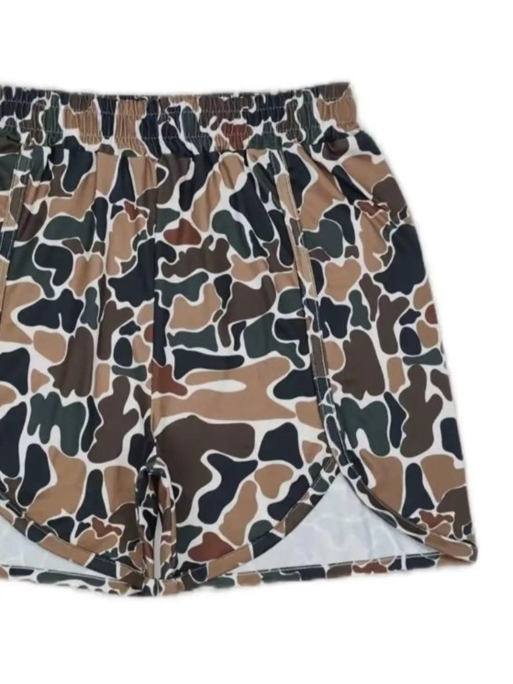 Camo Print Elastic Waist Shorts (7)