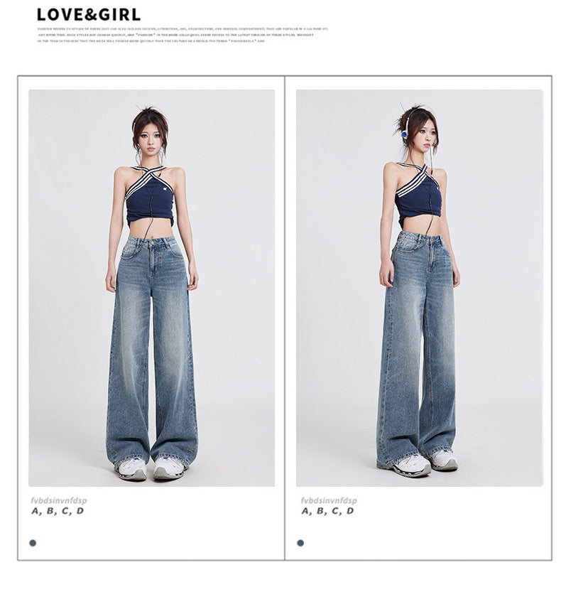 Wide Leg Jeans High Waist Baggy Straight Trousers photo 32