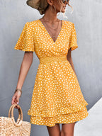 V-neck Flutter Sleeve Mini Dress (6)