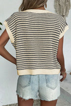 Striped Round Neck Sweater Vest (23)