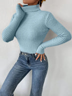 Ribbed Turtleneck Long Sleeve Sweater (19)