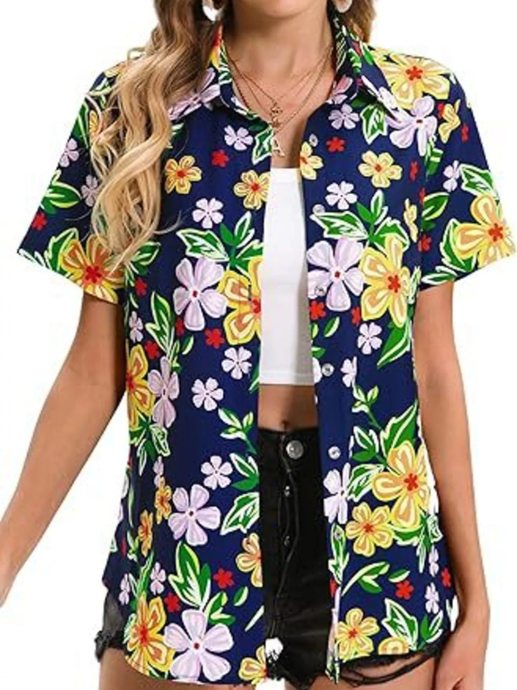 Plant Print Short Sleeve Shirt (11)