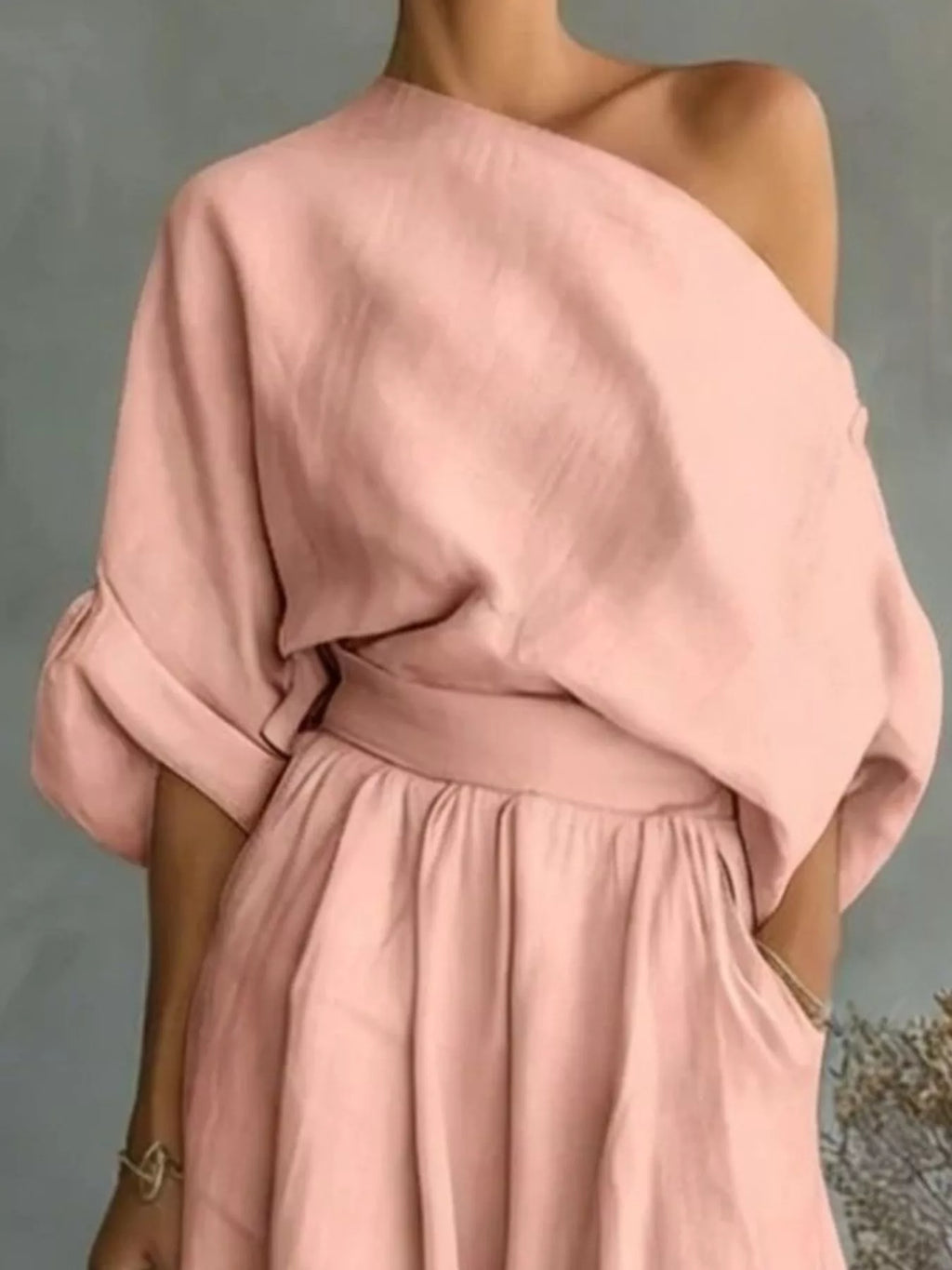 Full Size One Shoulder Top Wide Leg Pants Set Plus (14)